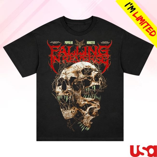 Official Falling In Reverse Merch Store Triple Skull Tee