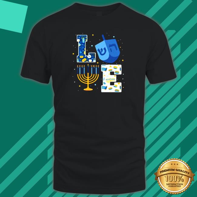 LOVE Cute Hanukkah Decorations Dreidel Menorah Chanukah Hooded Sweatshirt