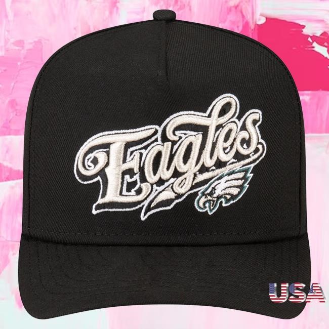 Official Born X Raised + Eagles Pro Script A-Frame Snapback Hat: Black NFL 2025 Kickoff