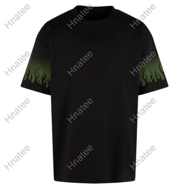 Official Vision Of Super Green Negative Flames Black New Shirt