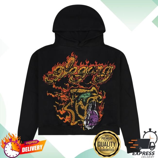 Official Glo Gang Merch Store Glo Gang Glo Flaming Glo Tongue Popover Shirt (Black) GloGang