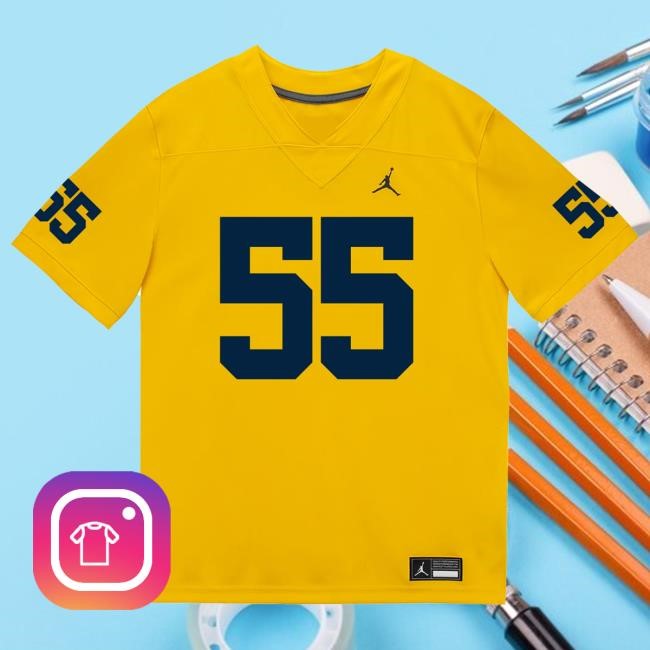 The M Den Michigan Wolverines #55 Nathan Efobi Student Athlete Maize Football Jersey New Shirt